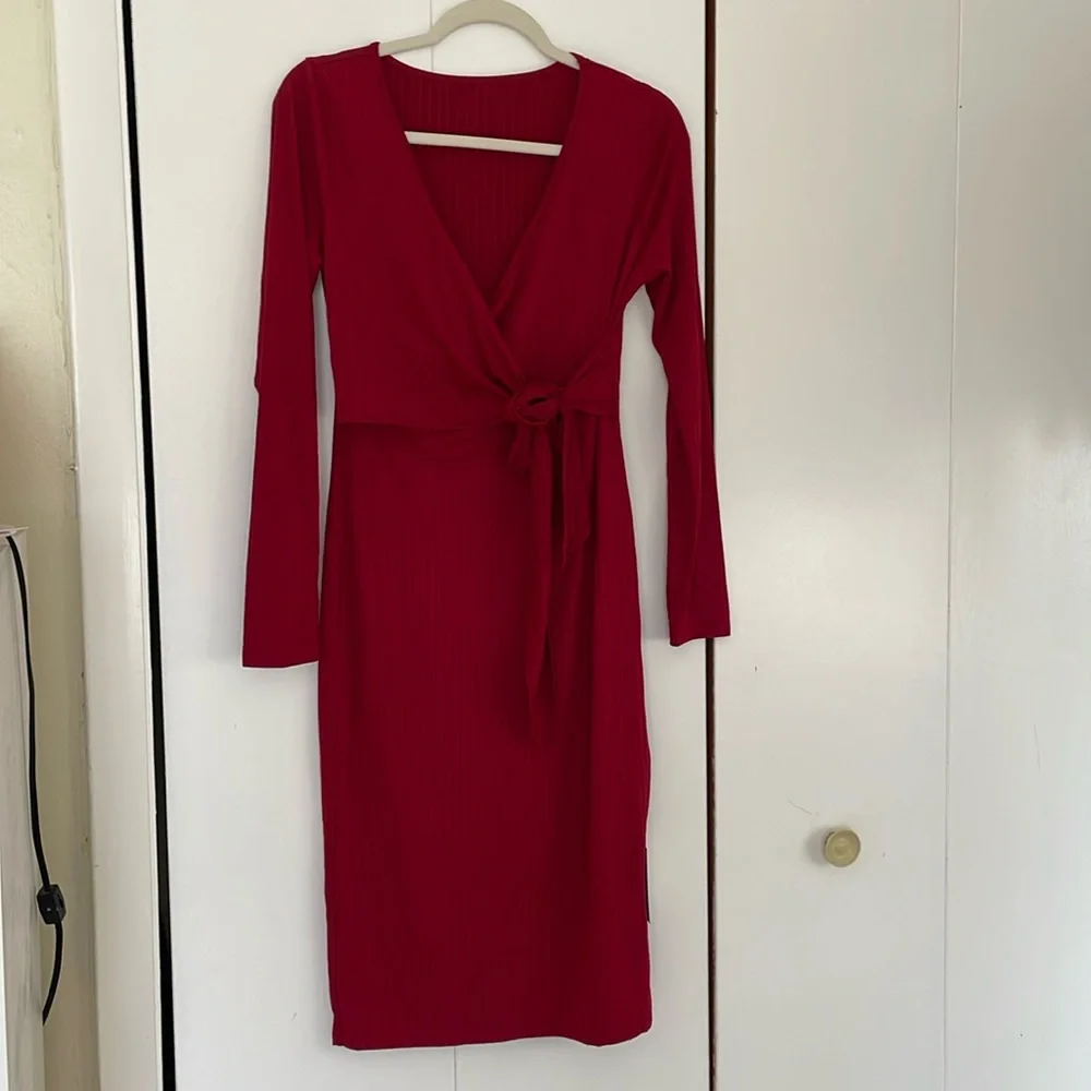 Red Knit Toe Dress Cupshe - Picture 3 of 7